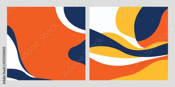 Fototapeta Colorful summer background featuring Modern art minimalist style design template for sales, horizontal poster, header, cover, social media, fashion ads