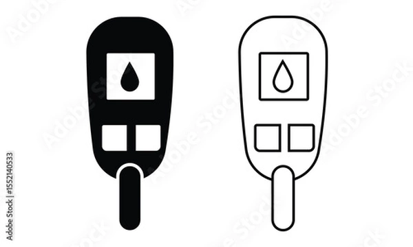 Fototapeta Blood glucose meter icon vector. Silhouette of blood sugar meter vector. Outline icon of blood glucose meter for app, web, logo design. Vector illustration. 