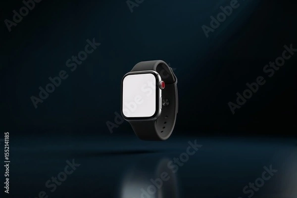 Fototapeta Close up of a smart watch with a blank white screen on a dark background