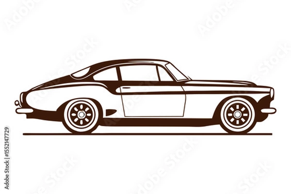 Fototapeta Vintage automobile line art: A meticulously crafted line art illustration showcases a classic car, embodying elegance and nostalgia, with its sleek contours and timeless design.