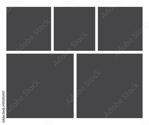 Obraz Empty geometric photo collage grid rectangle template shape. Modern tiles pattern mosaic for portfolio presentation. Background and photo album for wall mood board.	
