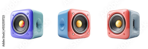 Obraz Bluetooth speaker - 3d Set on transparent background PNG file	