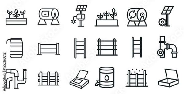 Obraz Gardening and sustainability icons set – outline, linear, eco-friendly symbols