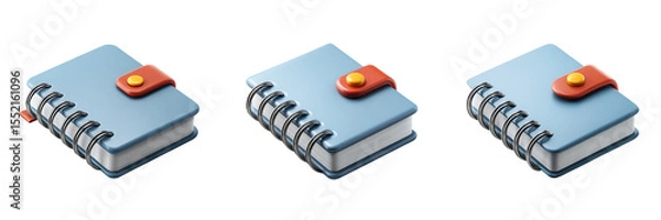 Fototapeta Notebook - 3d Set on transparent background PNG file	