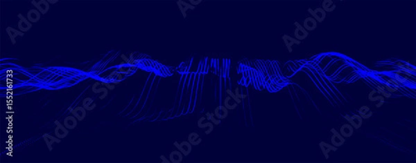 Obraz Abstract background with dynamic color wave. Futuristic dotted wave of bright particles. Colorful background for presentation design. Wide format 3D illustration. Weave effect.