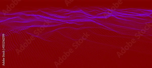 Obraz Abstract background with dynamic color wave. Futuristic dotted wave of bright particles. Colorful background for presentation design. Wide format 3D illustration. Weave effect.