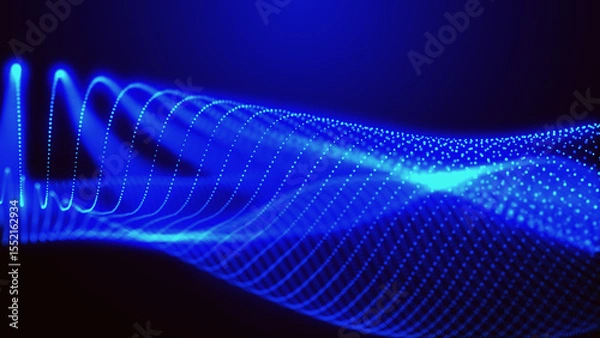 Obraz Abstract background with dynamic color wave. Futuristic dotted wave of bright particles. Colorful background for presentation design. Wide format 3D illustration. Weave effect.