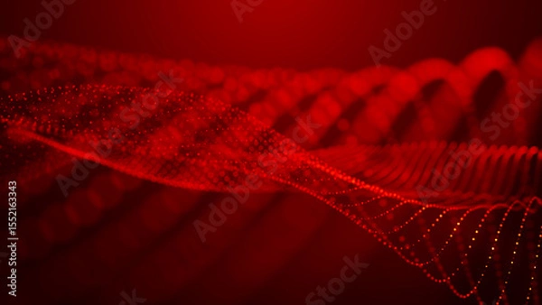 Obraz Abstract background with dynamic color wave. Futuristic dotted wave of bright particles. Colorful background for presentation design. Wide format 3D illustration. Weave effect.