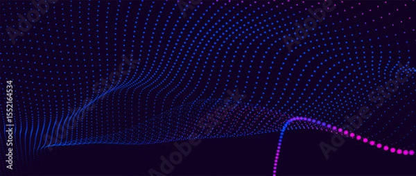 Obraz Abstract background with dynamic color wave. Futuristic dotted wave of bright particles. Colorful background for presentation design. Wide format 3D illustration. Weave effect.