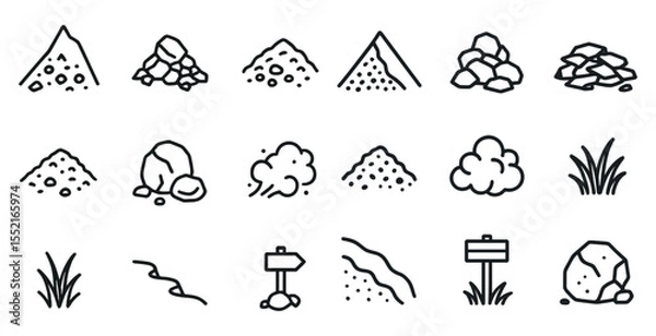 Fototapeta Natural elements line icons set – simple, outline, earth and environment symbols