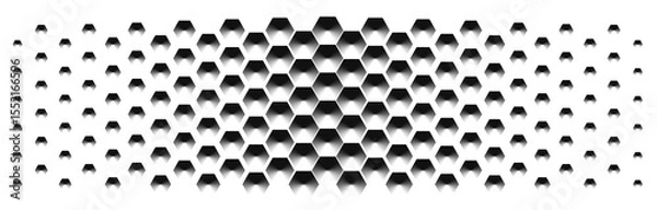 Obraz Abstract black and white geometric background pattern. Hexagon pattern with gradation. Halftone hexagon retro simple pattern. 3D Honeycomb