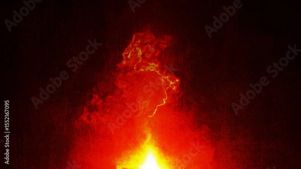 Obraz Fiery red-orange flames unfold vividly against a dramatic dark grunge background, capturing the power of the fire element.