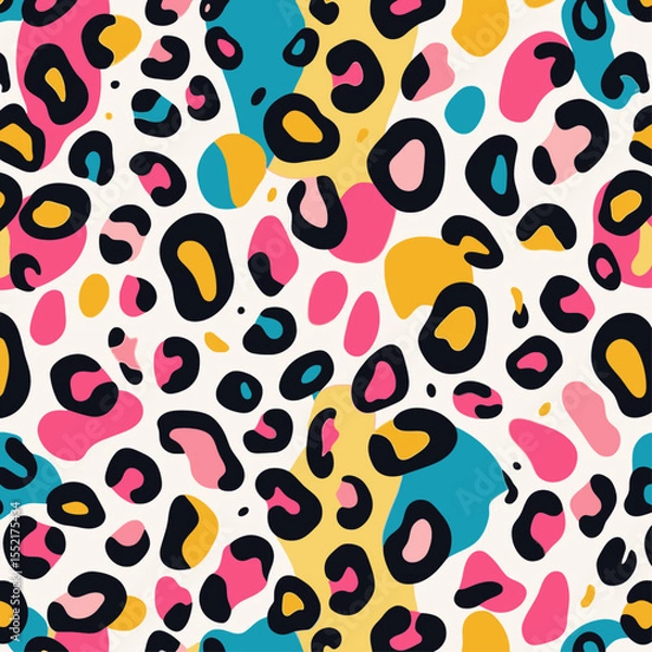 Fototapeta A colorful abstract leopard print pattern on a light background