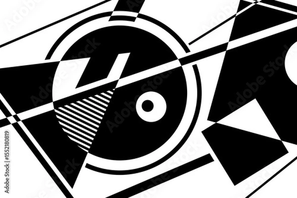 Obraz Geometric modernism. Imagination style. Abstract shapes illustration. Modern black and white abstract geometric background. Urban.