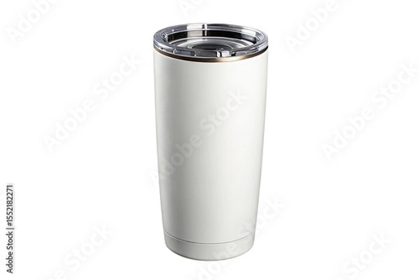 Fototapeta Modern white insulated tumbler with clear lid isolated on transparent background