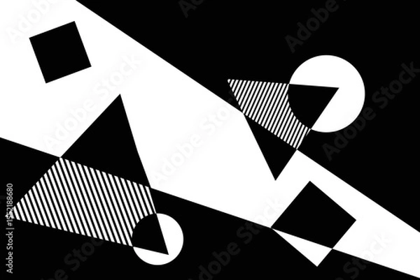 Obraz Geometric modernism. Imagination style. Abstract shapes illustration. Modern black and white abstract geometric background. Urban.