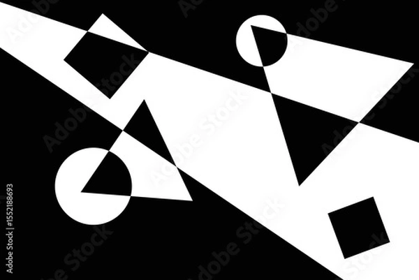 Obraz Geometric modernism. Imagination style. Abstract shapes illustration. Modern black and white abstract geometric background. Urban.