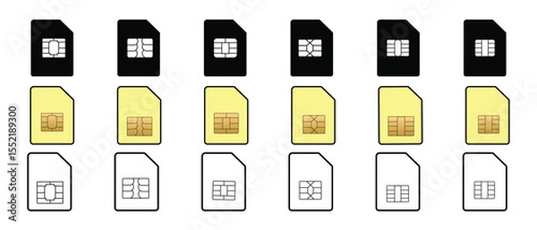 Fototapeta Sim card icon vector set. Silhouette of mobile sim symbol and sign. Dual sim card icon vector illustration.