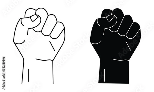 Fototapeta Fist raised icon vector, hand gestures vector. Outline of raising fist symbol and sign, Power, strength, freedom vector line icon vector illustration.