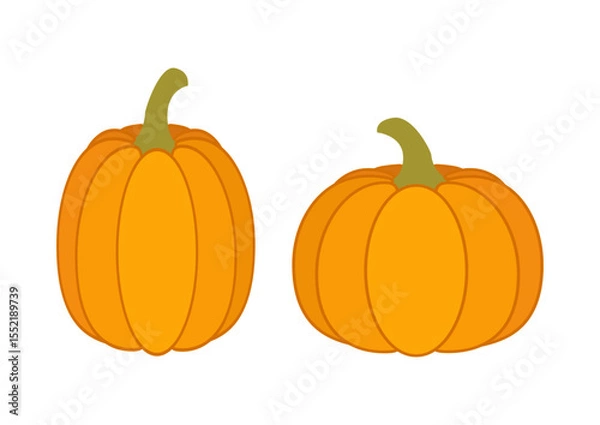 Obraz Decorative orange pumpkins suitable for autumn harvest decorations displayed in a simple, minimalist style on a white background