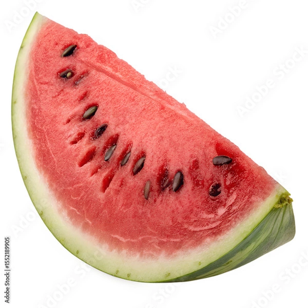 Fototapeta A slice of fresh watermelon isolated on transparent background ready to eat