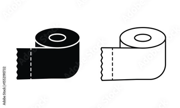 Fototapeta Toilet paper and Tissue paper icon vector set. Silhouette of Tissue and toilet paper roll vector symbol design. Outline icon of tissue paper. Vector illustration.