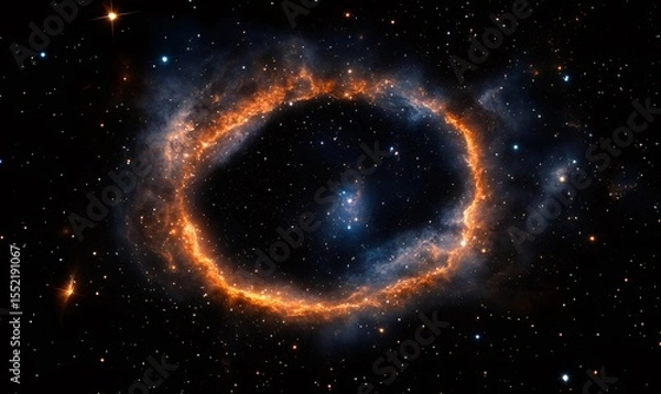 Fototapeta Colorful nebula showing the expanding shell of gas surrounding a dying star, creating a cosmic ring of fire