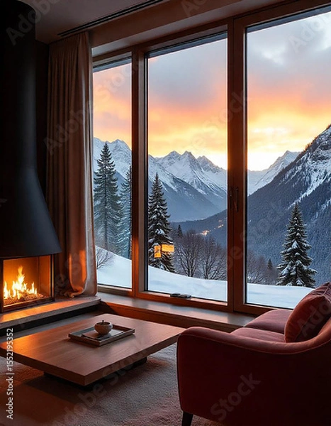 Obraz winter landscape with window