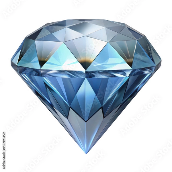 Fototapeta 3d blue diamond gemstone render isolated on transparent background