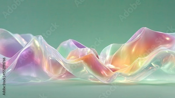 Fototapeta Iridescent Plastic Sheet with Warped Surface and Abstract Texture