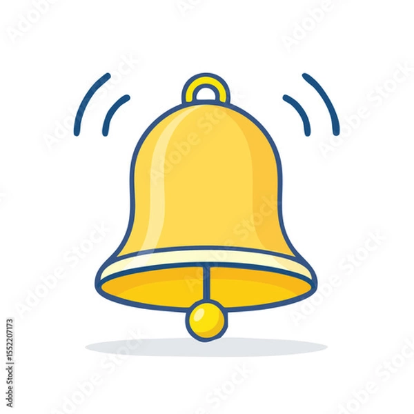Fototapeta Gold Bell Ringing with Sound Waves Graphic on Black Background, Notification Icon, Alert Symbol for Communication.