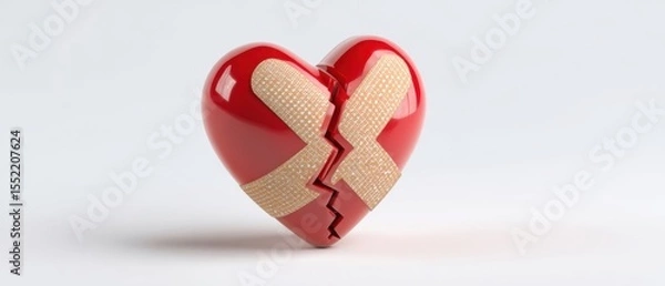 Fototapeta The Broken Heart with Bandages Symbolizing Healing and Recovery