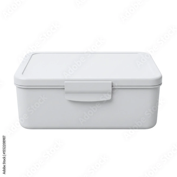 Fototapeta Rectangular plastic food storage container with locking lid, isolated on transparent background.
