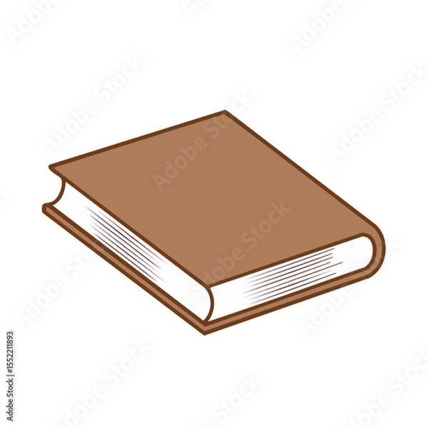 Obraz Illustration of closed book brown cover with white pages for reading literature and knowledge on black background education study