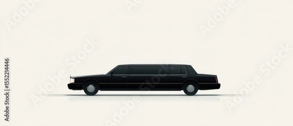 Fototapeta Minimalist Rendering of a Long Black Limousine with Smooth Lines