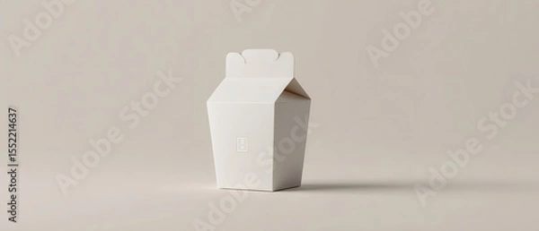 Fototapeta Minimalist White Takeout Container on Neutral Background