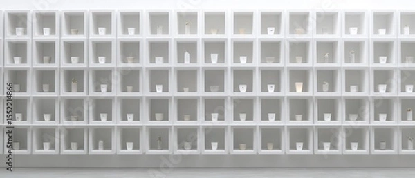 Fototapeta Minimalist Arrangement of Small Objects in a Neatly Organized Grid