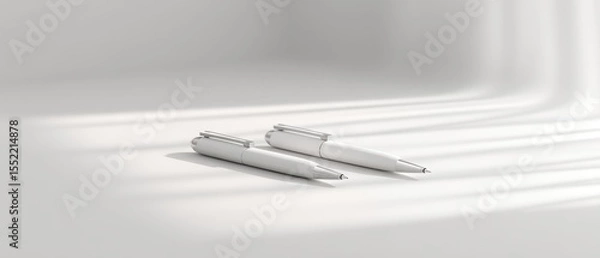Fototapeta Minimalist Scene with Two Identical Pens on a Soft Surface