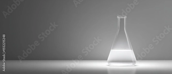 Fototapeta Minimalist Lab Scene with Erlenmeyer Flask Filled with Liquid
