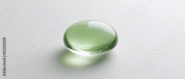 Fototapeta Single Transparent Green Drop on Minimalist Background