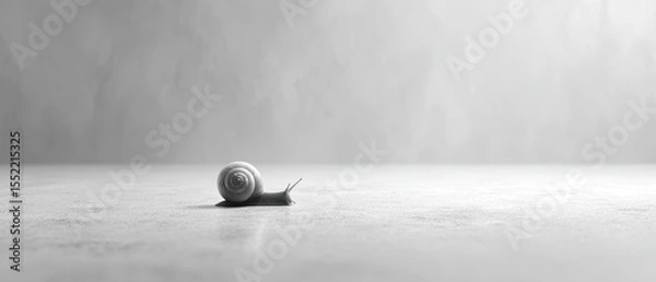 Fototapeta Minimalist Snail on Surface with Soft Light and Shadow Play
