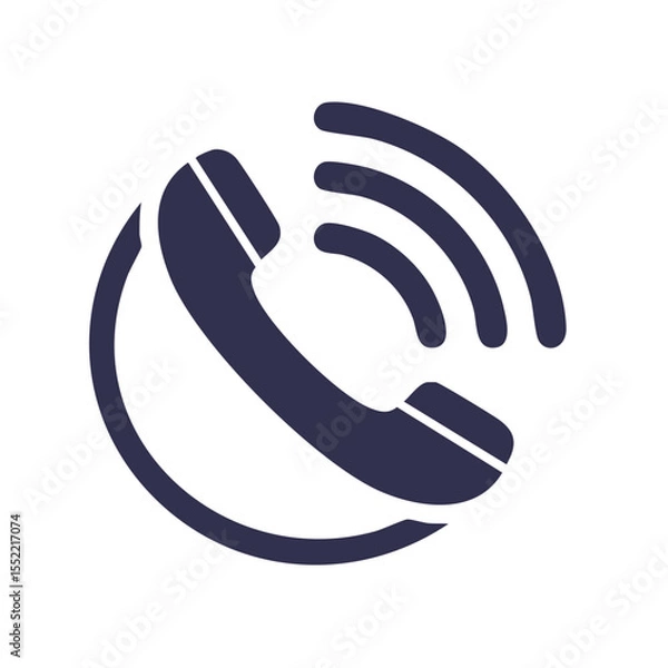 Fototapeta Ringing Telephone Icon Graphic with Sound Waves on a Black Background