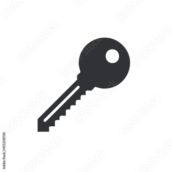 Fototapeta Dark Gray Cut Key Isolated on a Black Background with Round Head