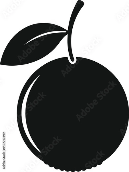 Obraz Fresh Juicy Orange Fruit Icon Vector Illustration of a Citrus Fruit with Leaf