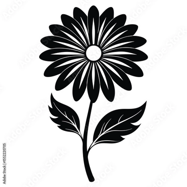 Obraz Elegant Black and White Daisy Flower Illustration Simple Floral Design for Print and Digital Projects