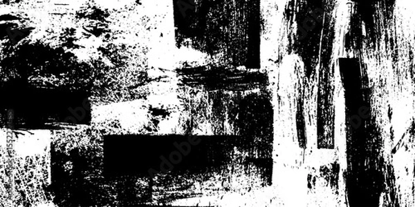 Fototapeta Seamless photocopied protest poster texture with abstract black blocks