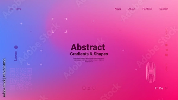 Fototapeta A modern digital design represents abstract gradients transitioning from blue to pink, featuring geometric shapes and space for text elements. Visuals convey creativity and innovation.
