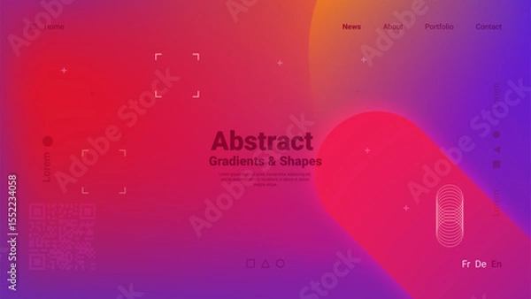 Fototapeta Colorful gradients blend seamlessly in this modern digital layout showcasing abstract shapes, perfect for a creative project or contemporary website design.