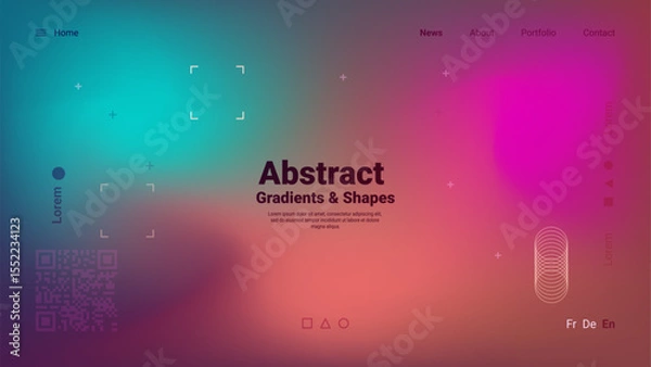 Fototapeta Colorful gradients blend seamlessly in a modern digital design featuring a variety of shapes, showcasing a contemporary artistic style. The layout is visually engaging and striking.