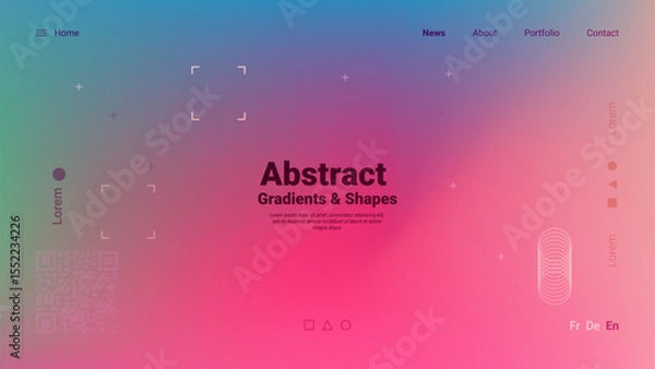 Fototapeta An artistic arrangement of vibrant gradients and geometric shapes fills the digital canvas. The background transitions color smoothly while maintaining a contemporary aesthetic.